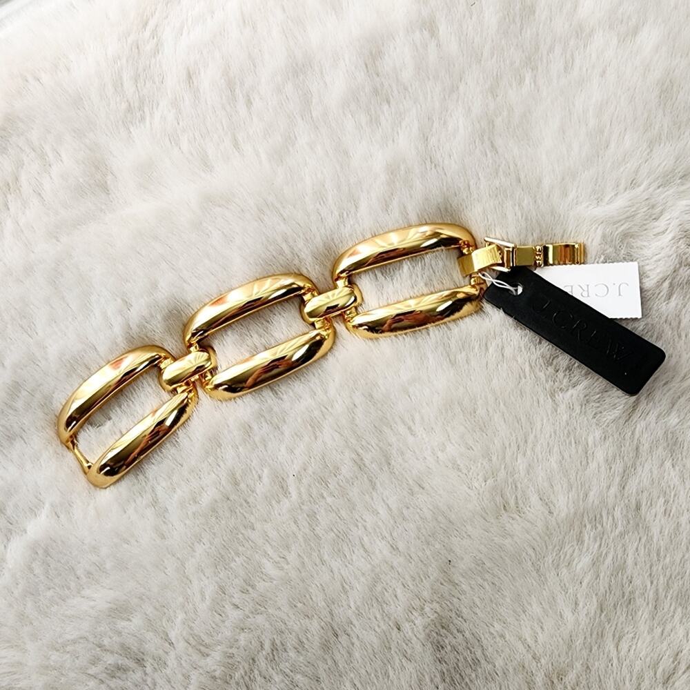 J.Crew Valerie Gold Oversized Rectangle Chunky Link Chain Bracelet NWT CA178